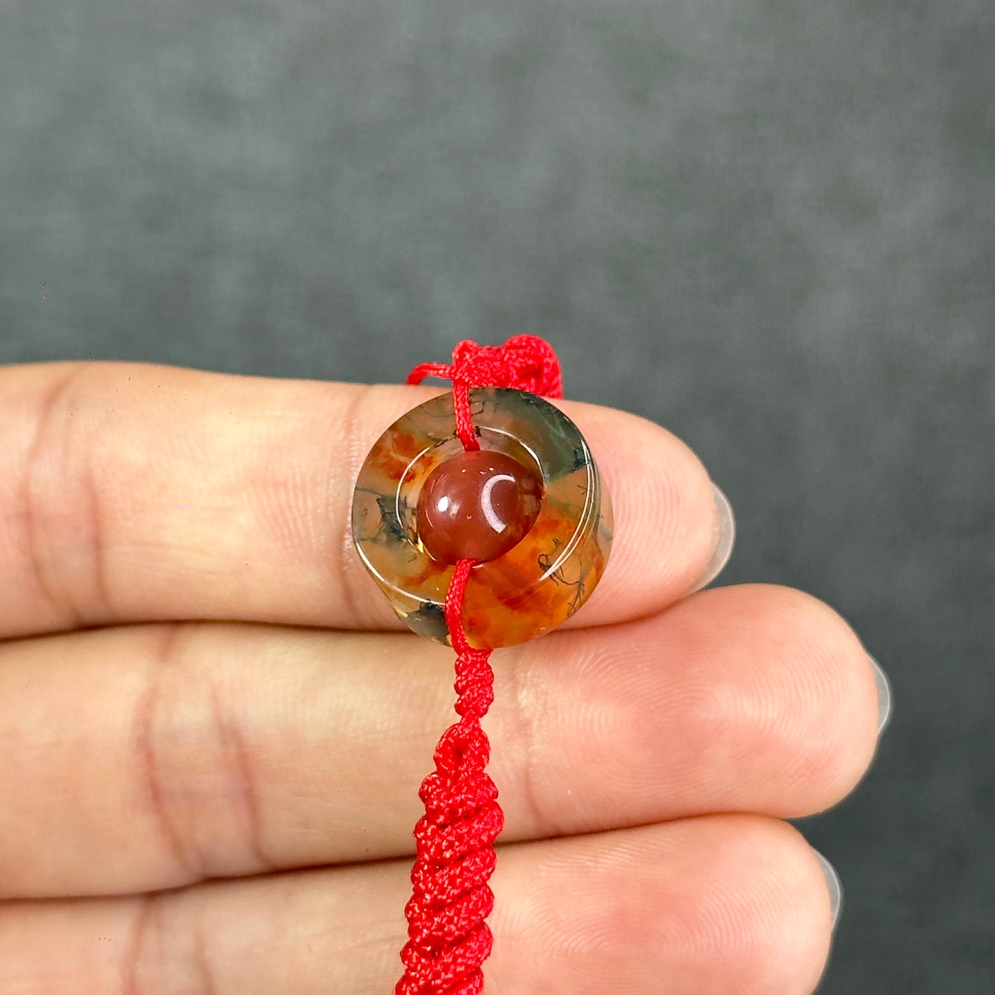 Natural Moss Agate Charm Briaded Bracelet