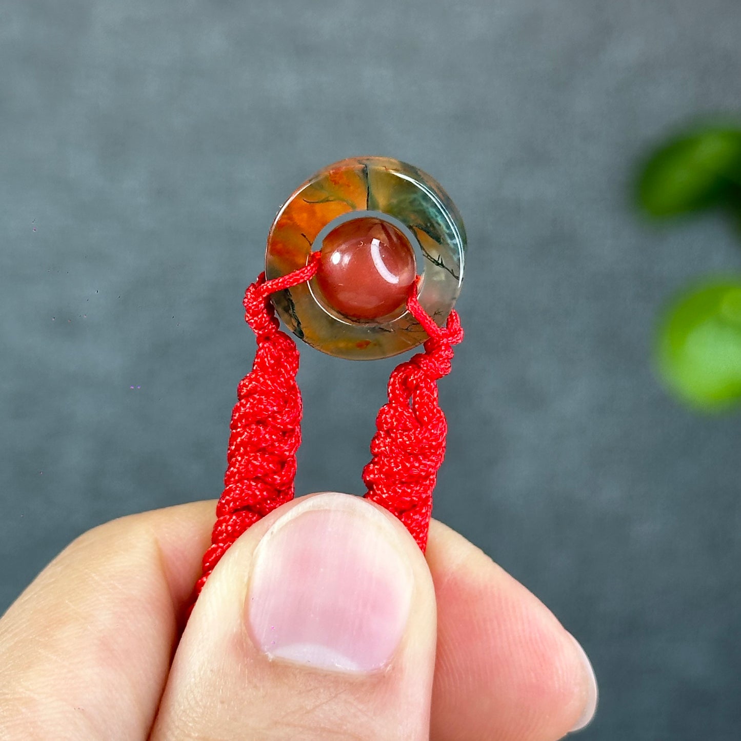 Natural Moss Agate Charm Briaded Bracelet
