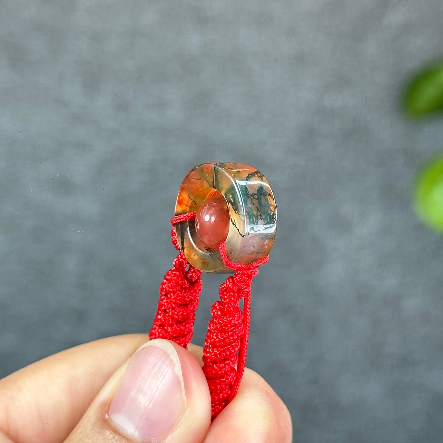 Natural Moss Agate Charm Briaded Bracelet