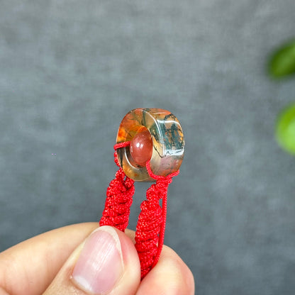 Natural Moss Agate Charm Briaded Bracelet