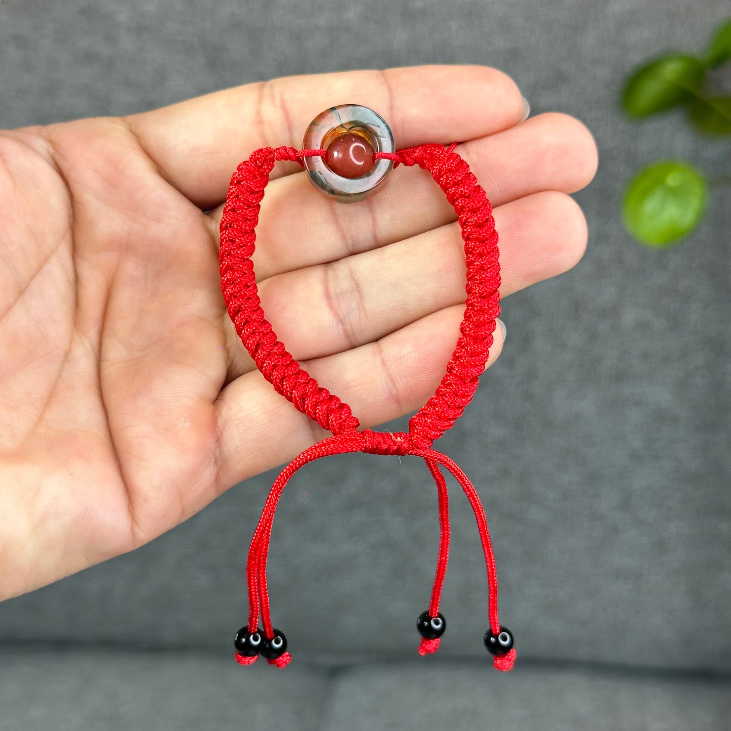 Natural Moss Agate Charm Briaded Bracelet