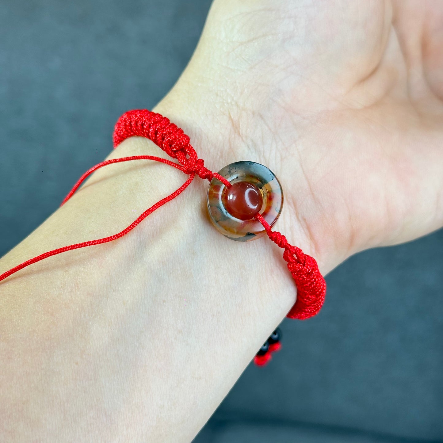 Natural Moss Agate Charm Briaded Bracelet