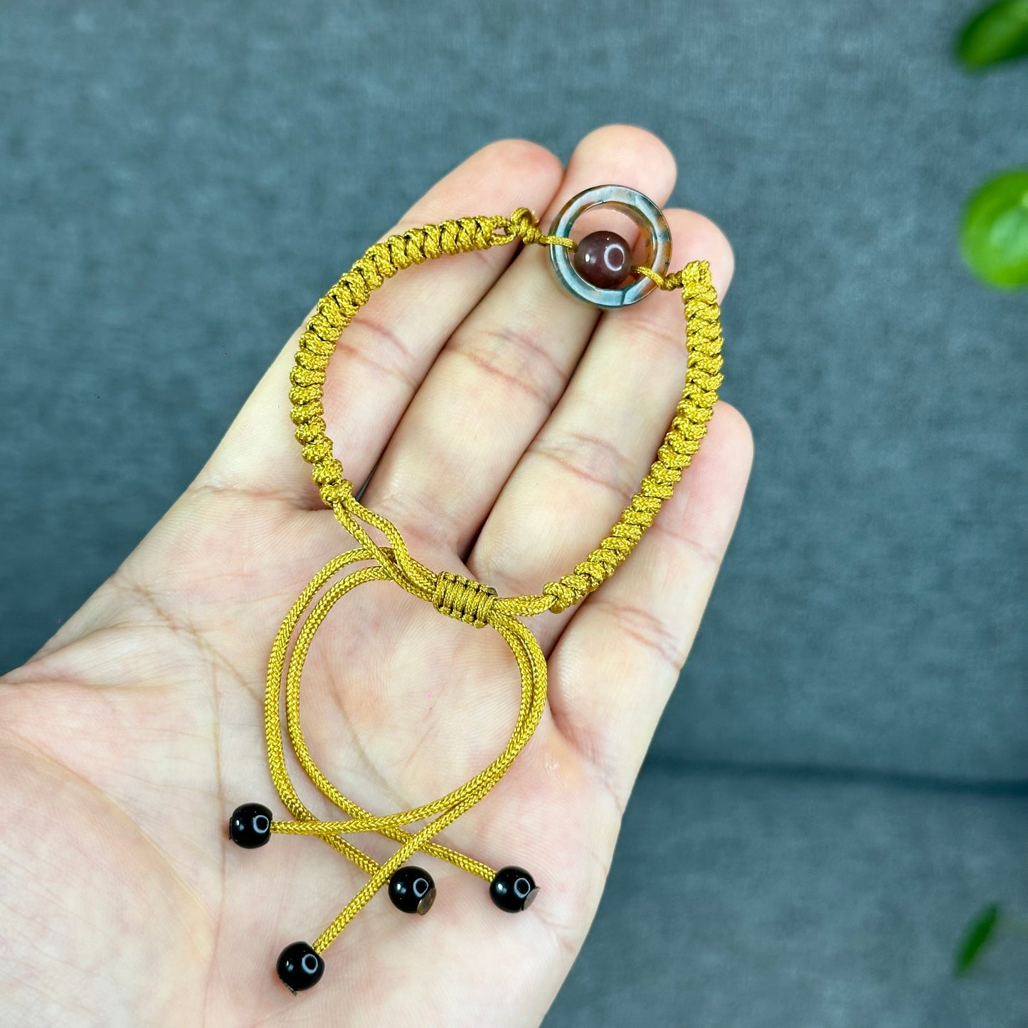 Natural Moss Agate Charm Briaded Bracelet