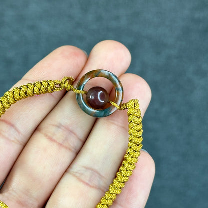 Natural Moss Agate Charm Briaded Bracelet