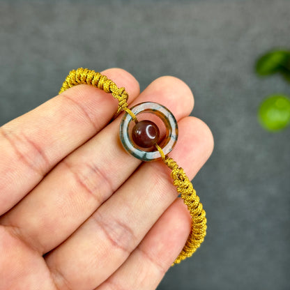 Natural Moss Agate Charm Briaded Bracelet