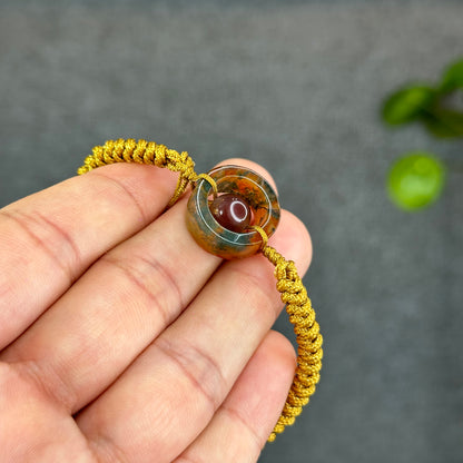 Natural Moss Agate Charm Briaded Bracelet