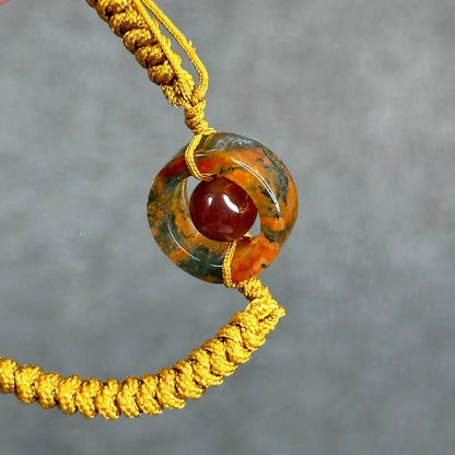 Natural Moss Agate Charm Briaded Bracelet