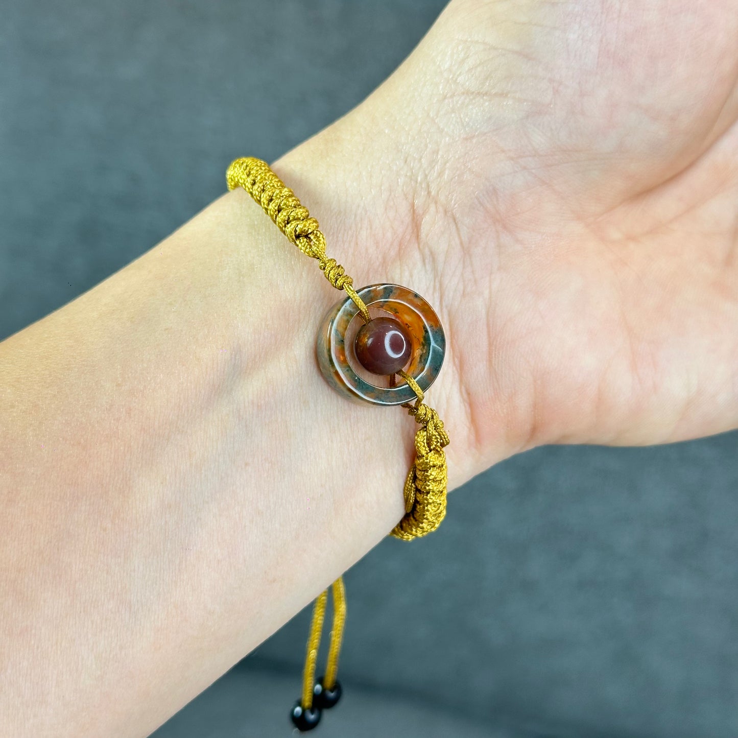 Natural Moss Agate Charm Briaded Bracelet