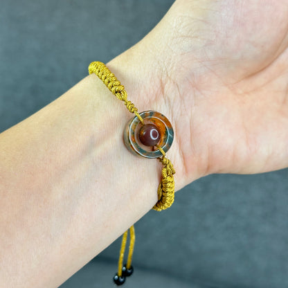 Natural Moss Agate Charm Briaded Bracelet