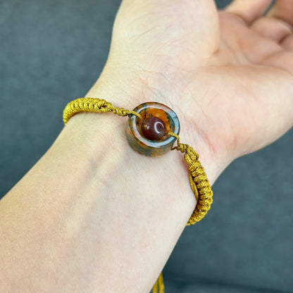 Natural Moss Agate Charm Briaded Bracelet