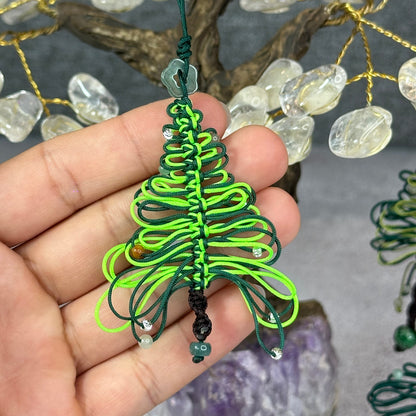 Natural Blue Water Jadeite Jade Hand Braided Christmas Tree