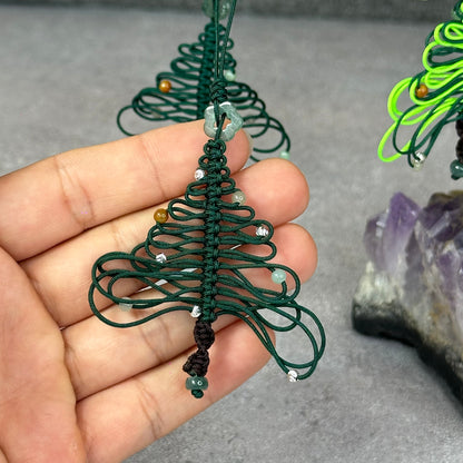 Natural Blue Water Jadeite Jade Hand Braided Christmas Tree