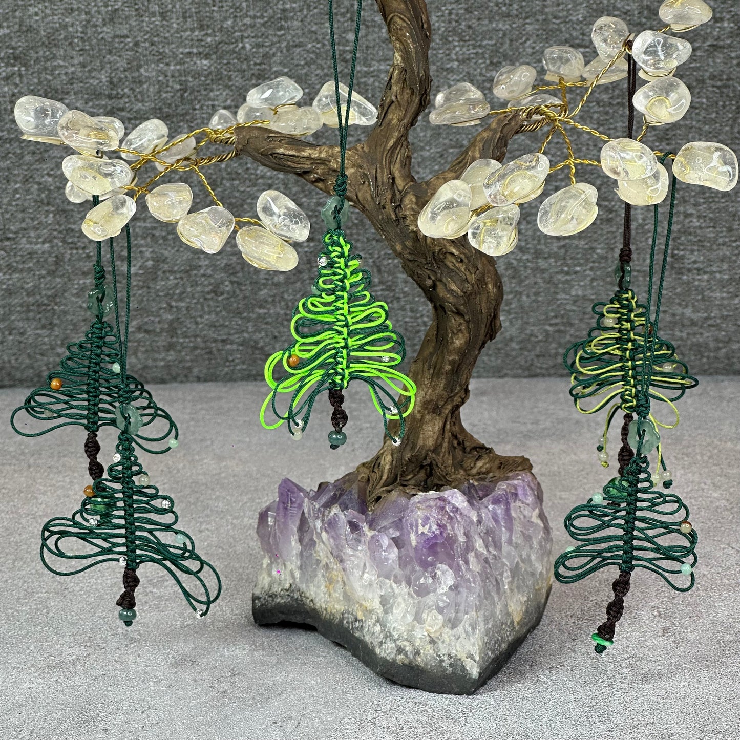 Natural Blue Water Jadeite Jade Hand Braided Christmas Tree