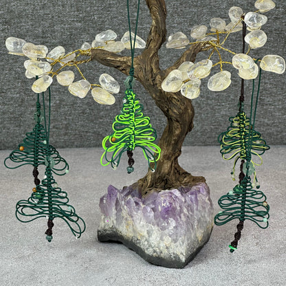 Natural Blue Water Jadeite Jade Hand Braided Christmas Tree