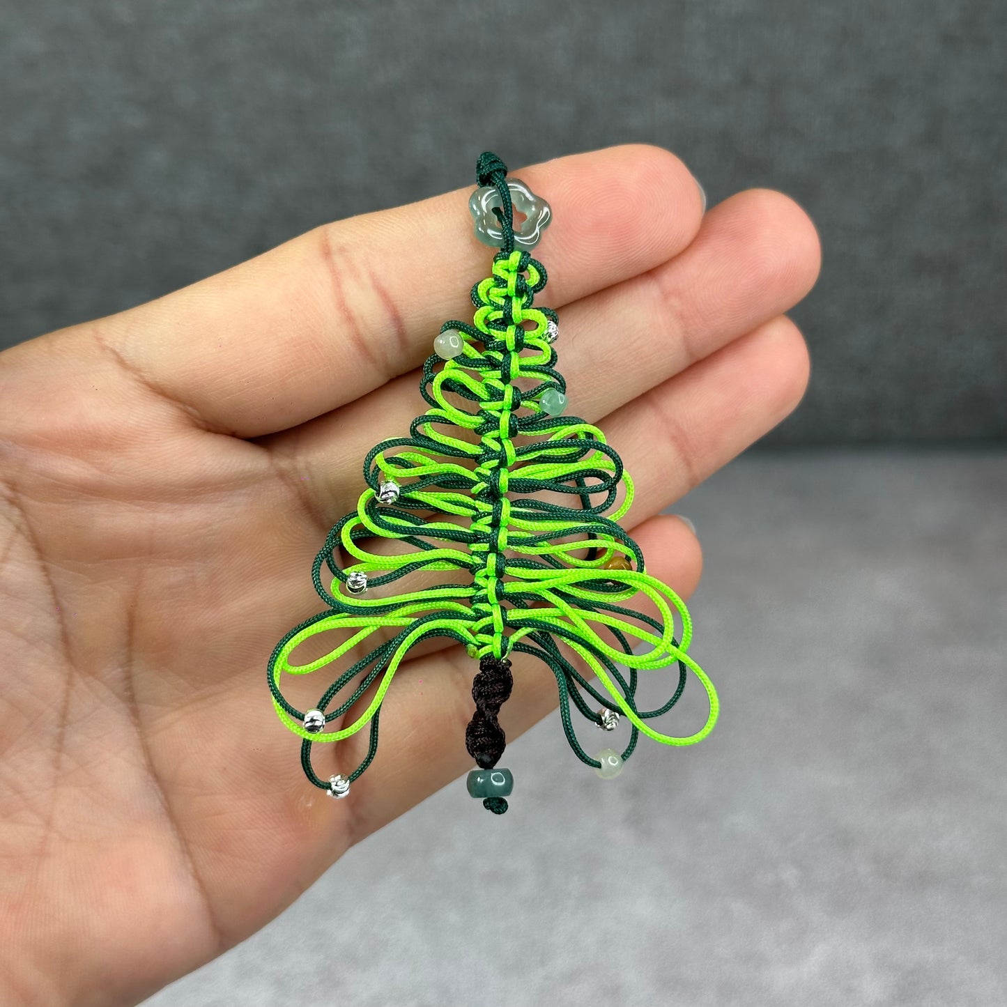 Natural Blue Water Jadeite Jade Hand Braided Christmas Tree