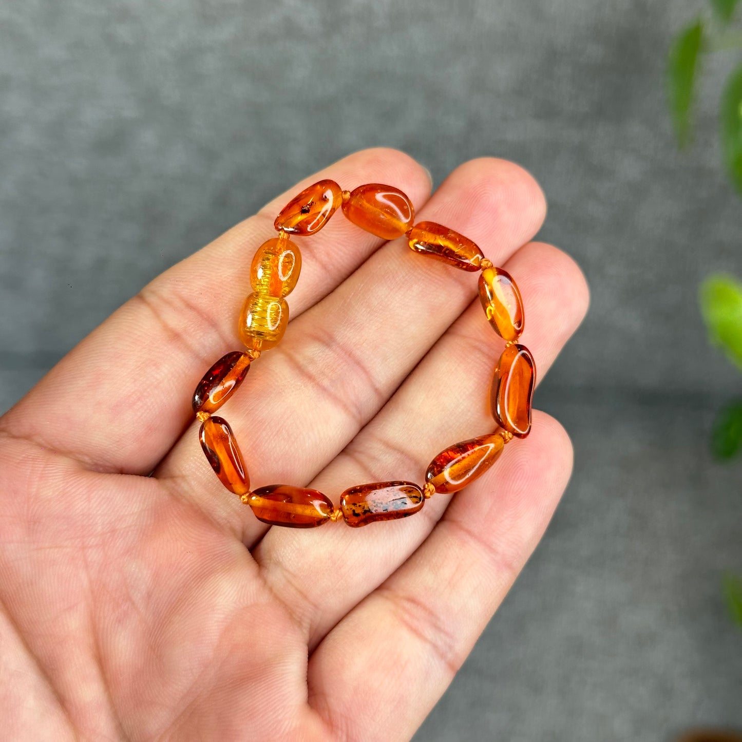 Natural Amber Necklace and Bracelet with Pendant for Kids