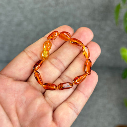 Natural Amber Necklace and Bracelet with Pendant for Kids