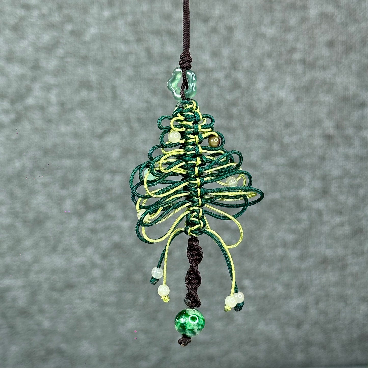 Natural Blue Water Jadeite Jade Hand Braided Christmas Tree