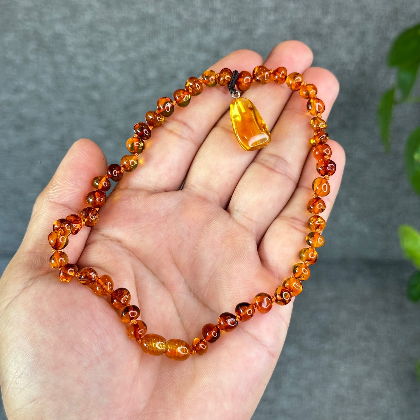 Natural Amber Necklace and Bracelet with Pendant for Kids