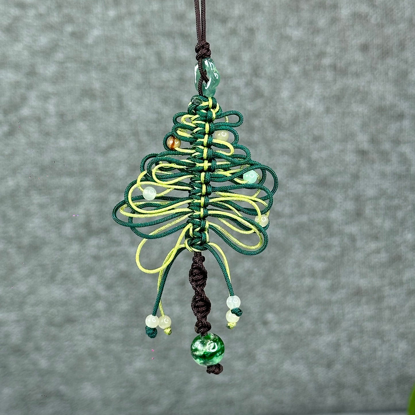 Natural Blue Water Jadeite Jade Hand Braided Christmas Tree