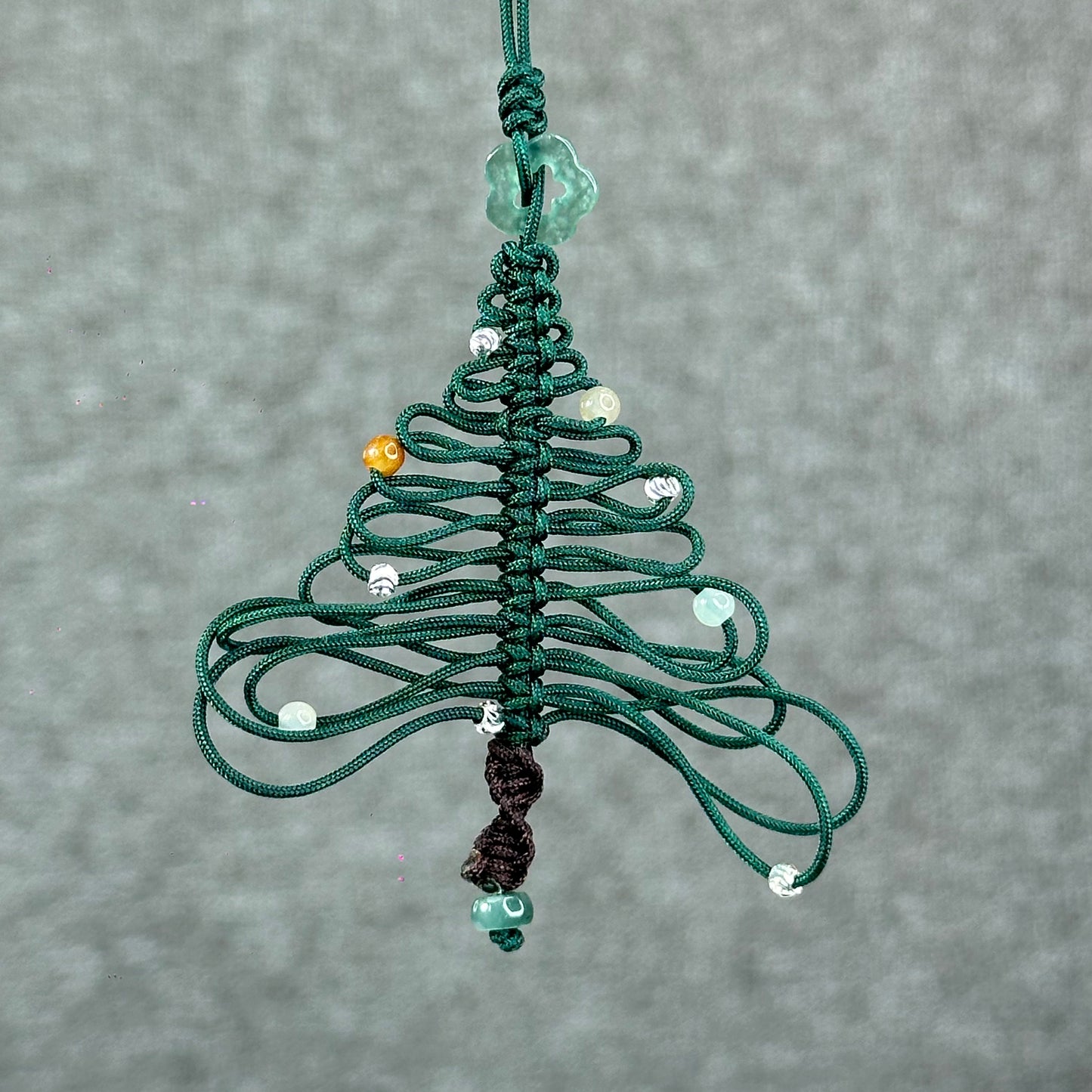 Natural Blue Water Jadeite Jade Hand Braided Christmas Tree