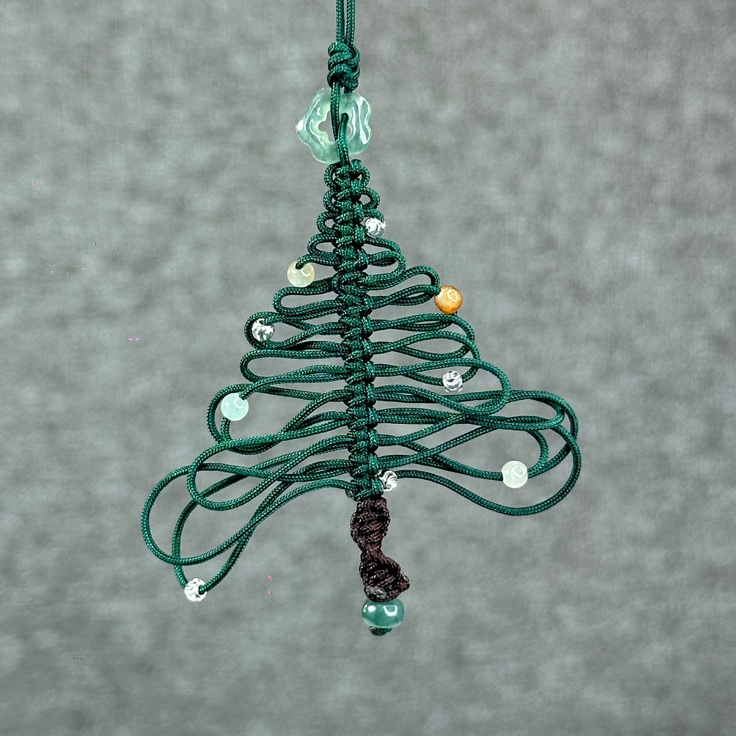 Natural Blue Water Jadeite Jade Hand Braided Christmas Tree