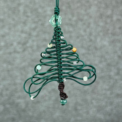 Natural Blue Water Jadeite Jade Hand Braided Christmas Tree