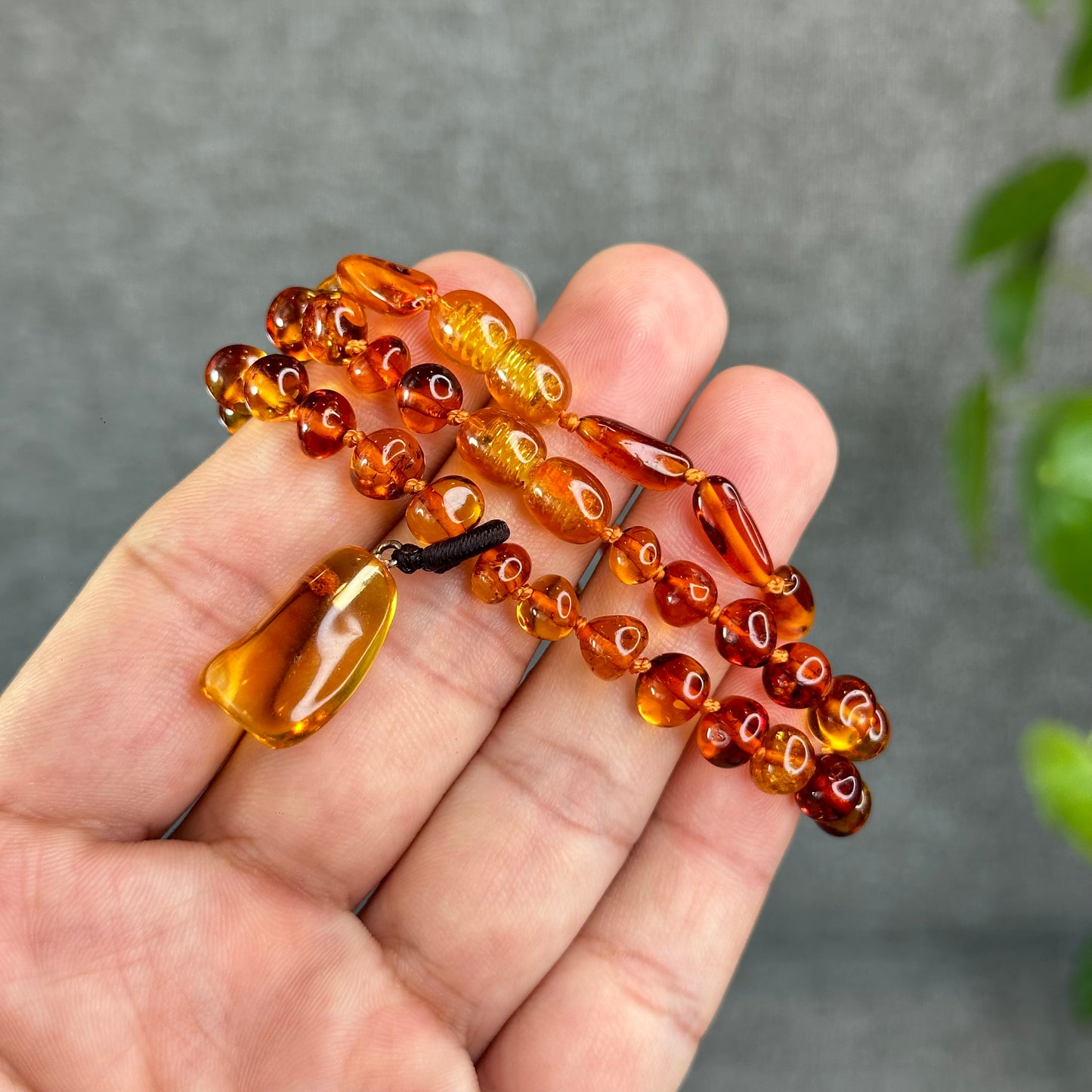 Natural Amber Necklace and Bracelet with Pendant for Kids