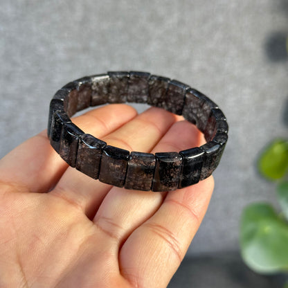 Black Rutilated Quartz Flat Style Bracelet