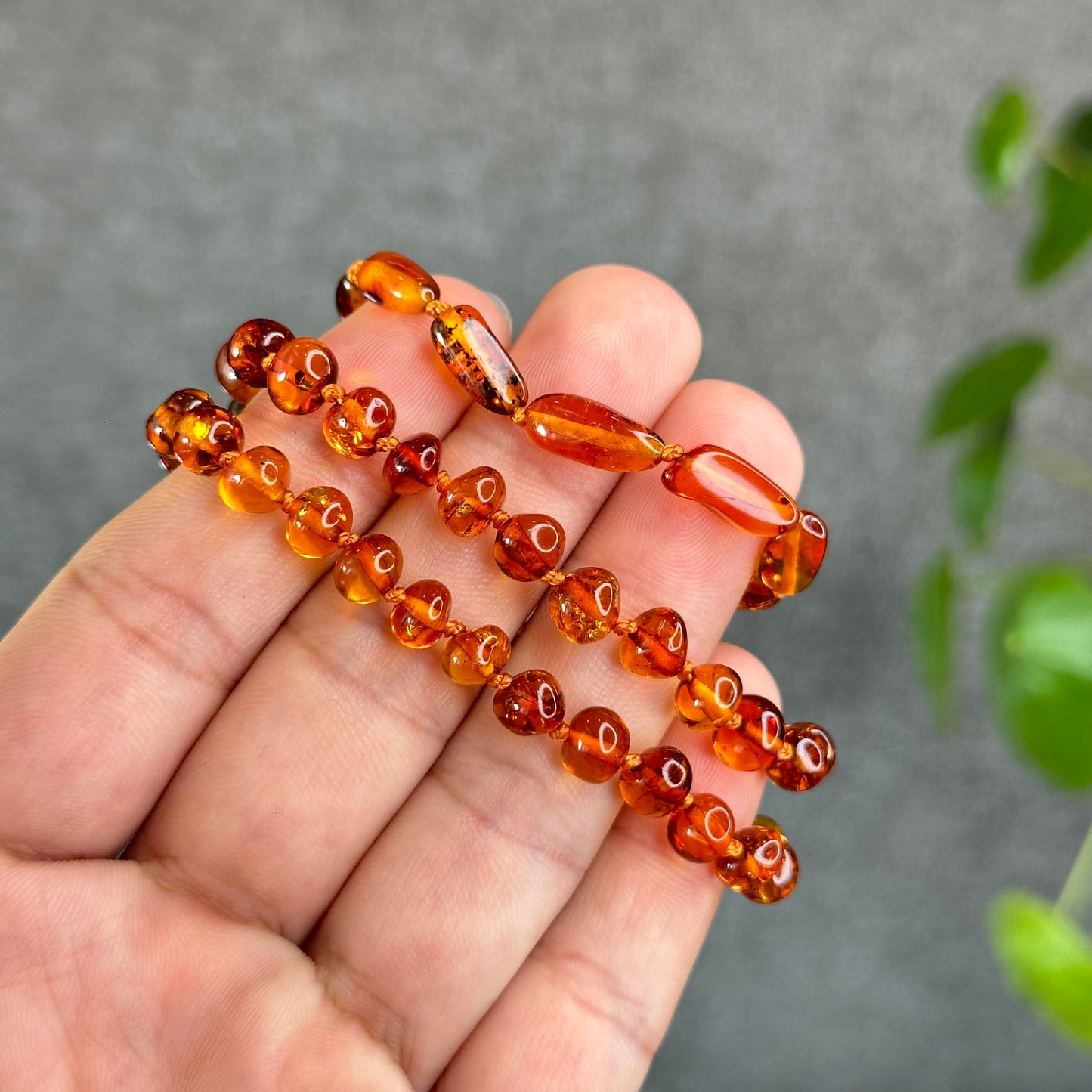 Natural Amber Necklace and Bracelet with Pendant for Kids