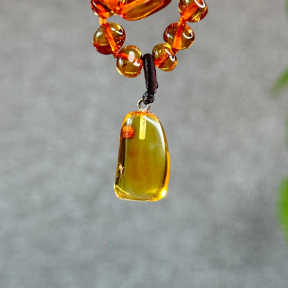Natural Amber Necklace and Bracelet with Pendant for Kids