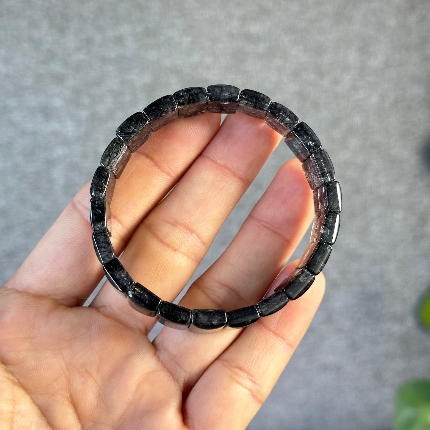 Black Rutilated Quartz Flat Style Bracelet