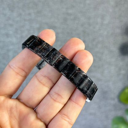 Black Rutilated Quartz Flat Style Bracelet