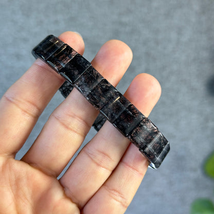 Black Rutilated Quartz Flat Style Bracelet