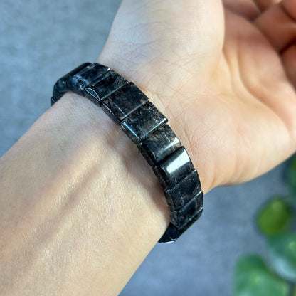 Black Rutilated Quartz Flat Style Bracelet