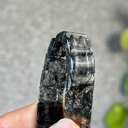 Black Rutilated Quartz Flat Style Bracelet