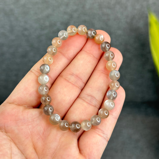 Natural Rutilated Moonstone Bracelet Size 7.5 mm