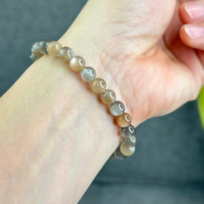 Natural Rutilated Moonstone Bracelet Size 7 mm