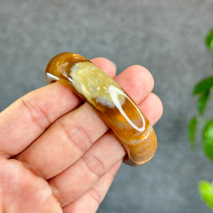 Colourful Natural Chalcedony Bangle Leaf Style Size 54.8 mm