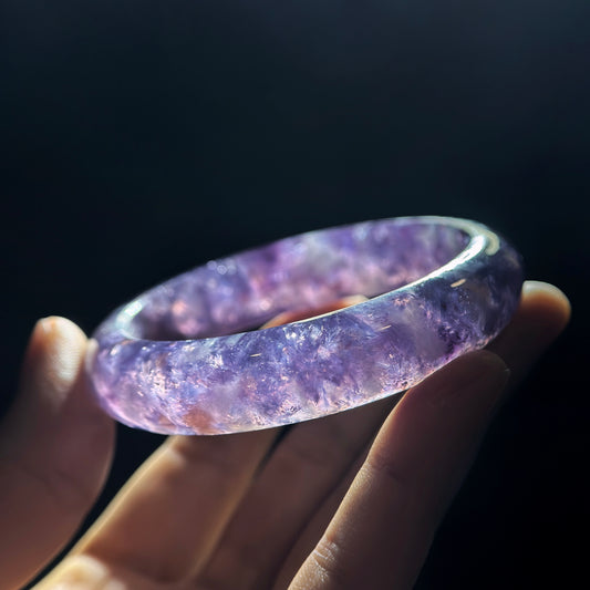 Lepidolite Bangle Leaf Style Size 55 mm