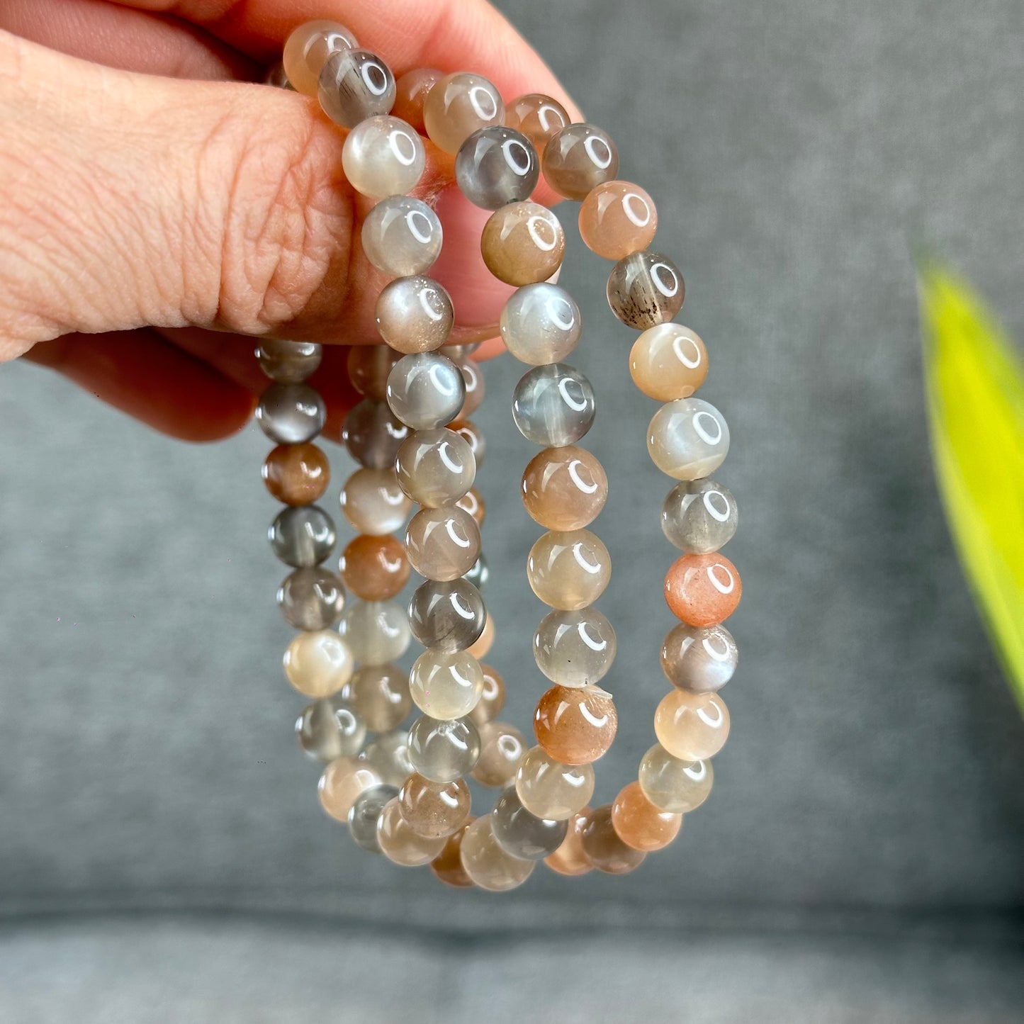 Natural Rutilated Moonstone Bracelet Size 7 mm