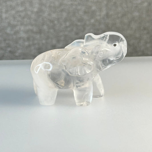 Natural Clear Quartz Elephant Figurine