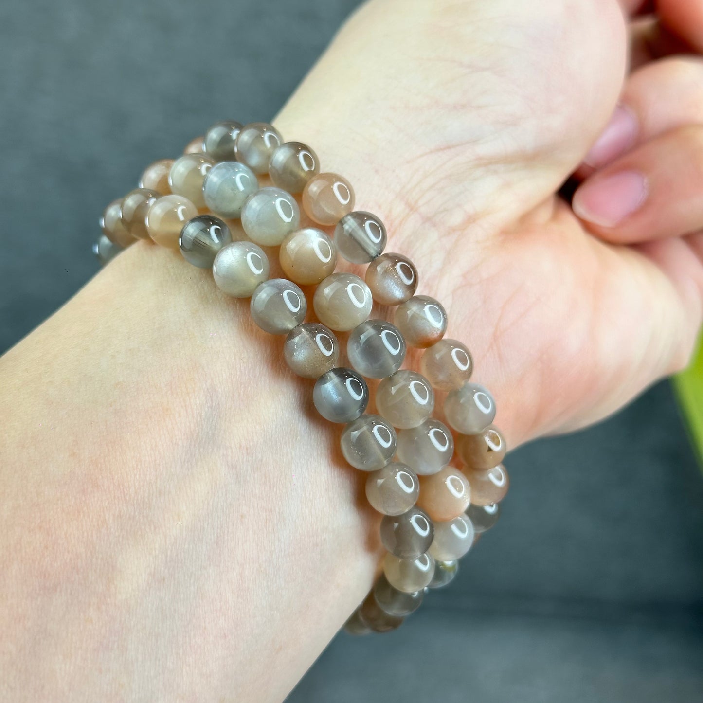 Natural Rutilated Moonstone Bracelet Size 7 mm