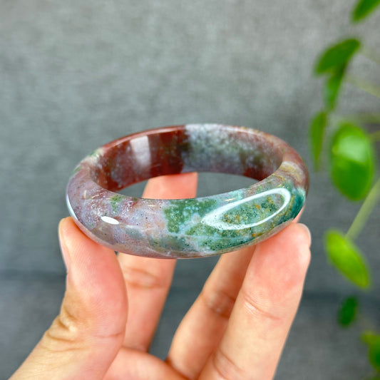 Colourful Natural Chalcedony Bangle Leaf Style Size 52 mm