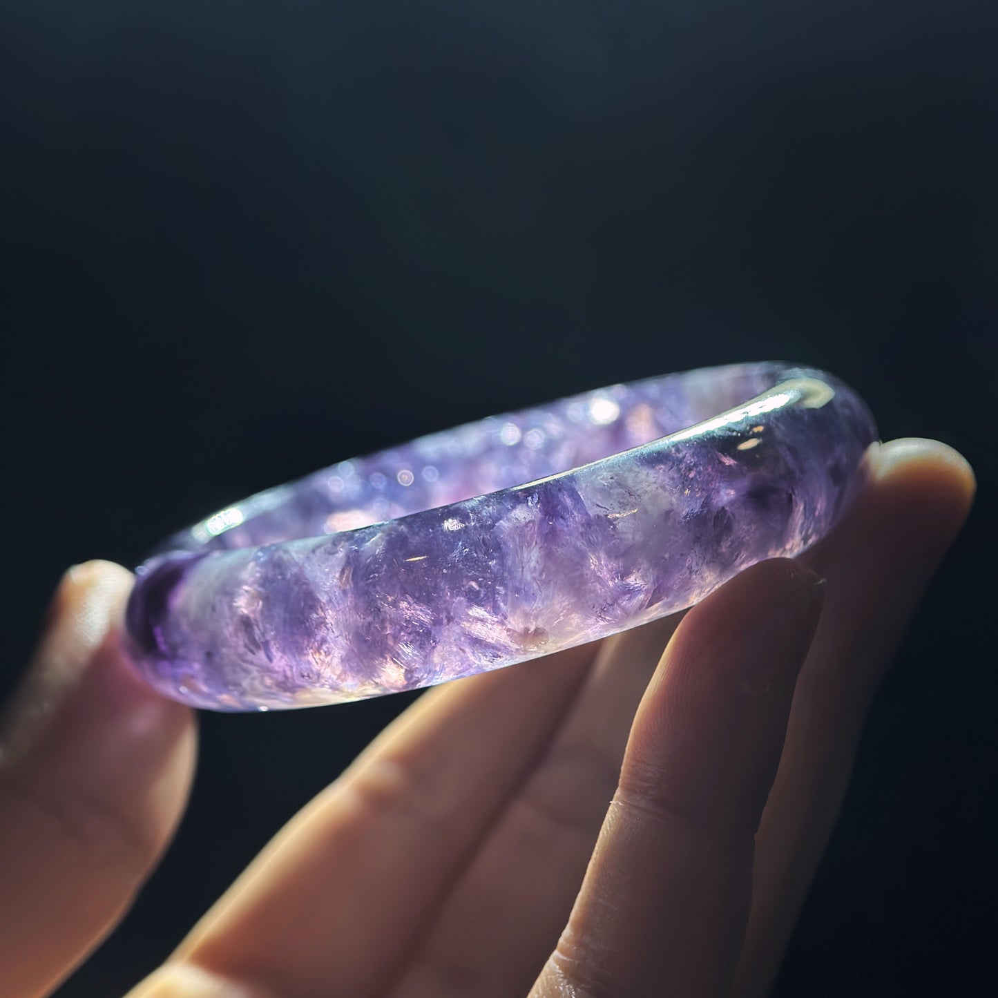 Lepidolite Bangle Leaf Style Size 55 mm