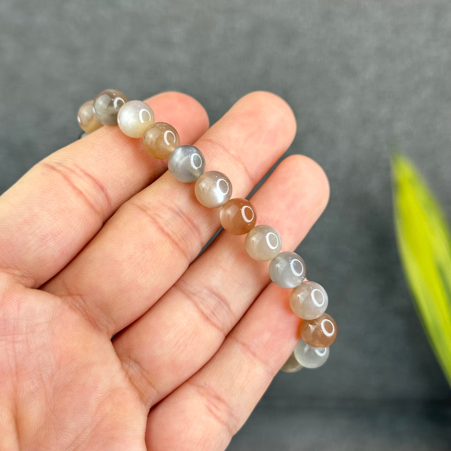 Natural Rutilated Moonstone Bracelet Size 8 mm