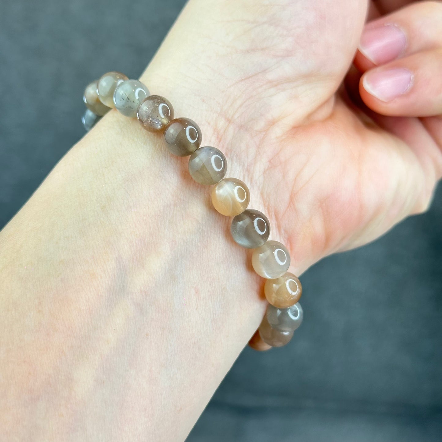Natural Rutilated Moonstone Bracelet Size 8 mm