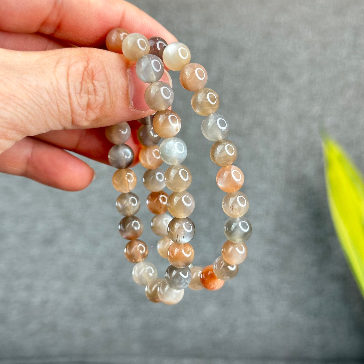 Natural Rutilated Moonstone Bracelet Size 8 mm