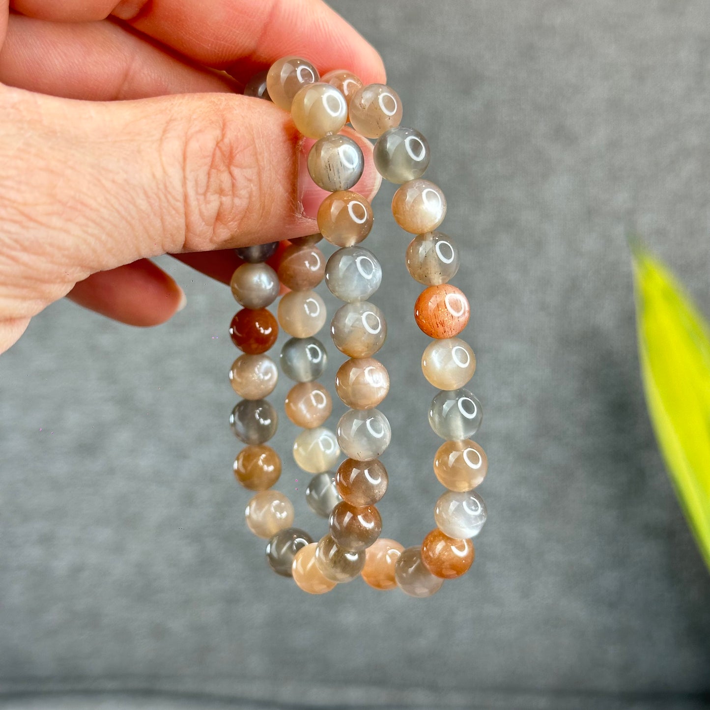 Natural Rutilated Moonstone Bracelet Size 8 mm