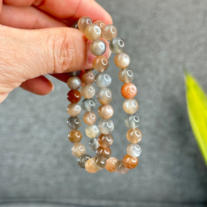 Natural Rutilated Moonstone Bracelet Size 8 mm